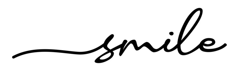 Smile Handwriting Black Lettering Calligraphy Banner. Greeting Card Vector Illustration.