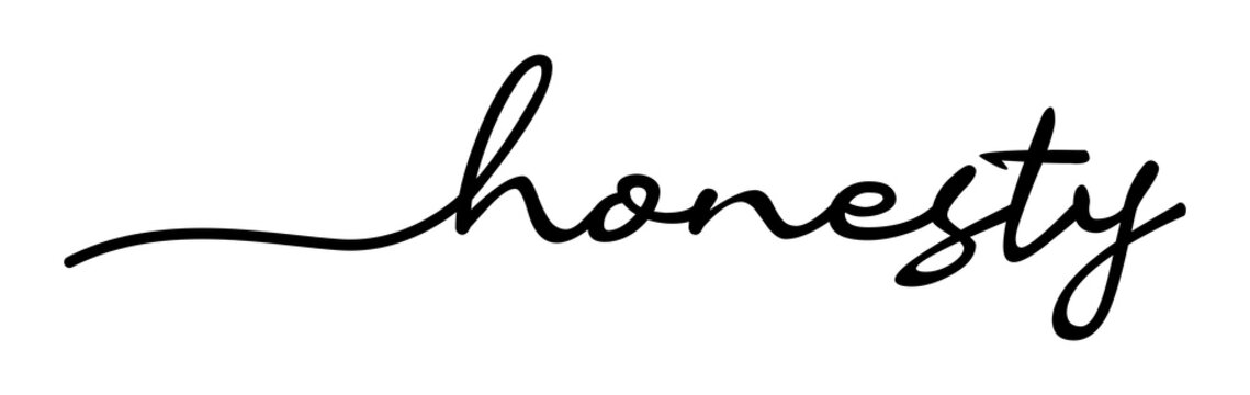 Honesty Handwriting Black Lettering Calligraphy Banner. Greeting Card Vector Illustration.