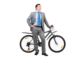 Naklejka premium Handsome man in grey business suit and tie