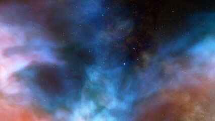 Obraz na płótnie Canvas Nebula in space, science fiction wallpaper, stars and galaxy, 3d illustration 