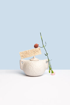 Lychee fruits against blue background