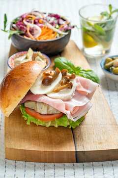 Homemade Sandwiche with ham cheese and vegetables