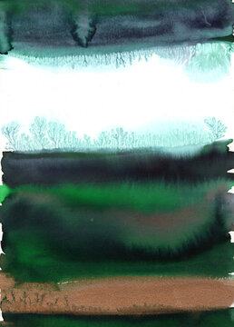 Green And Gold Abstract Watercolour Background