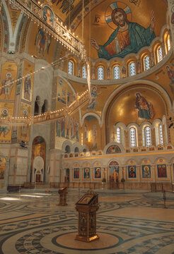 Detail of mosaics in temple of St.Sava, Serbia