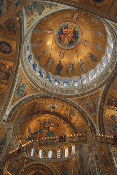 Detail of mosaics in orthodox temple of St.Sava, Serbia