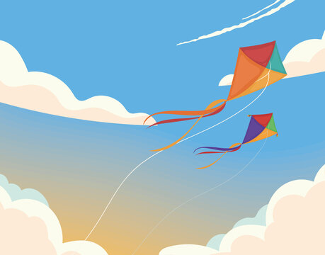 flying kites in the sky