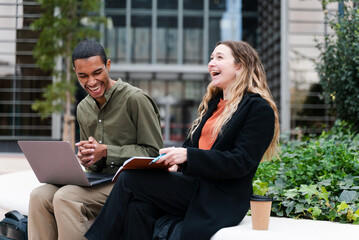 Businesspeople Working Outdoors