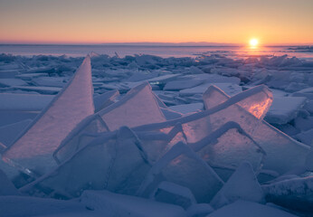 Ice ridges at dawn