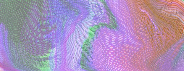 Abstract Screen Holographic gradient blended unique pattern enhanced half tone, digital soft noise and grain textures for trending Lo-Fi background one of kind art in pastel and spring rainbow colors