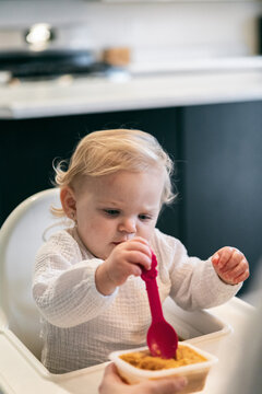 Baby Learning To Feed Itself