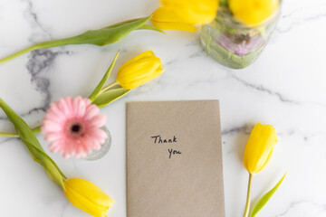 Thank you note with flowers