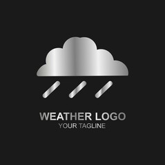 Luxury silver rain cloud logo vector on black background, perfect for branding