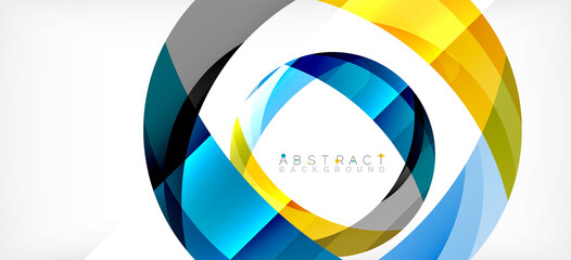 Obraz premium Color circle shapes, minimal geometric background. Trendy dynamic composition. Vector Illustration For Wallpaper, Banner, Background, Landing Page