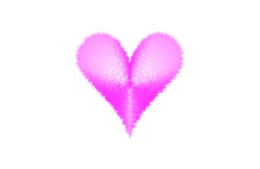 furry pink heart isolated on white