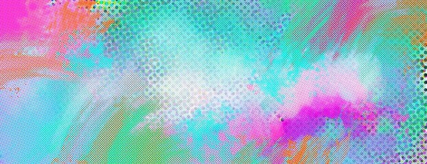 Hand Painted Modern abstract Screened Lo Fi Painterly background of splotch and gradient colors - 497649514