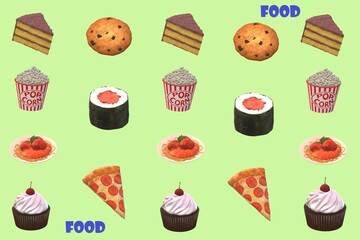 seamless pattern with cupcakes