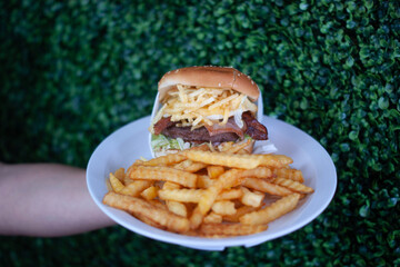 burger and fries