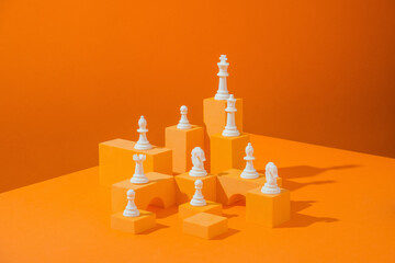 Still Life of White Chess Figures