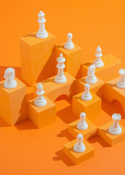 Still Life of White Chess Figures