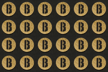 Golden bitcoin cryptocurrency pattern