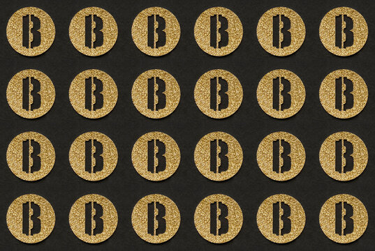 Golden bitcoin cryptocurrency pattern