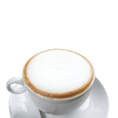 Hot latte coffee isolated on white background