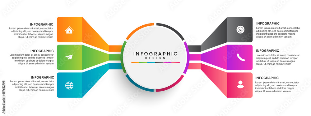 Fototapete steps business data visualization timeline process infographic template design with icons