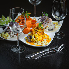 served table with food