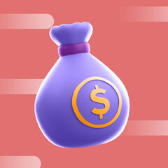 3d rendering money pouch business icon 