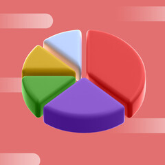 3d rendering circle chart business icon