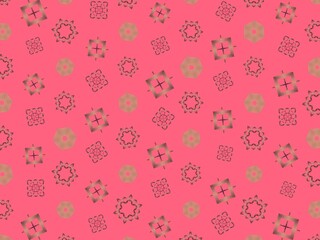 Abstract pattern with shapes on pink background 