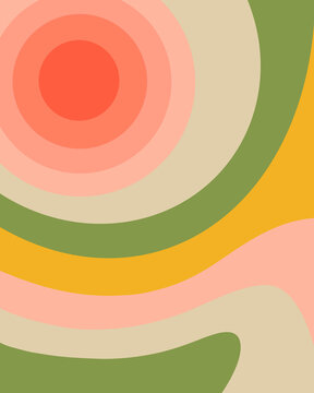 Retro Inspired Abstract Illustration In Spring Colors