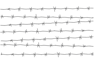barbed wire, silhouette pattern grey on white background