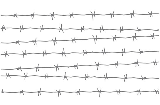 barbed wire, silhouette pattern grey on white background
