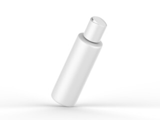 Blank cosmetic bottle with disc press cap for branding and mock up, ready for design presentation, 3d render illustration.