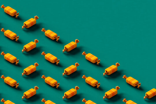 yellow and orange candies with copy space.
