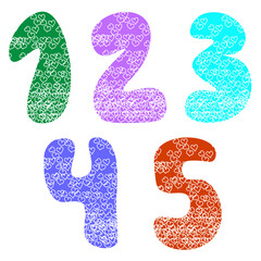 Numbers 1-5 punctured with hearts