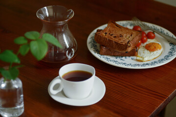 Closeup homemade home western meal on wooden table