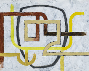 A modernist abstract painting, with a retro feel to it.