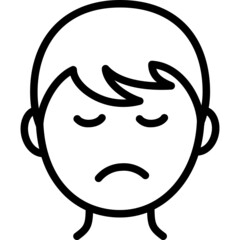 Black line icon for Sad boy emoji