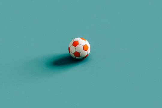 Soccer balls ona  blue background. 3d render with copy space