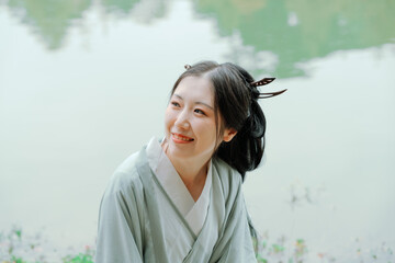 Portrait of Asian woman in traditional Chinese Hanfu