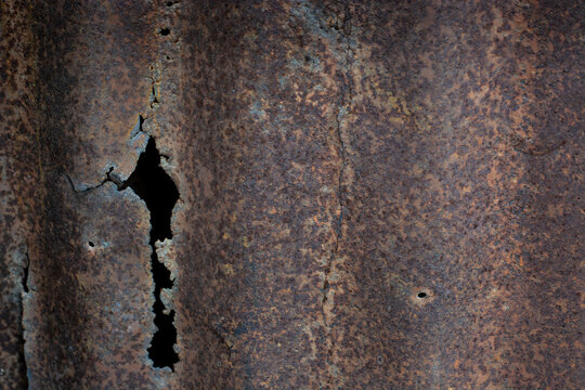 Old galvanized sheet rusted and leaked. for vintage background