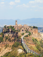 View of the village called CIVITA DI BAGNOREGIO on the hill in central Italy