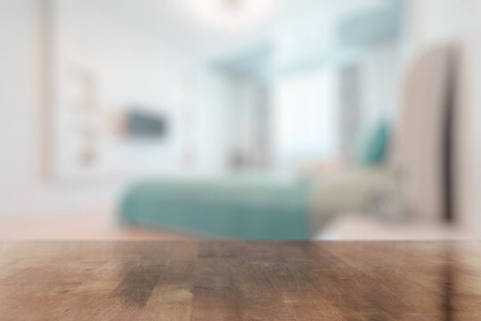 wooden table in the bedroom
