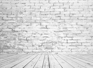 gray interior with brick wall