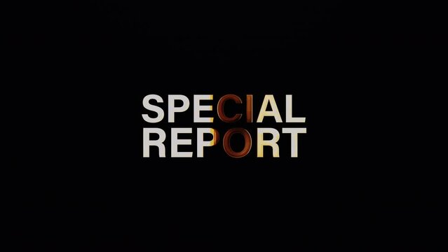 Special Report text word gold light animation loop with glitch text effect. 4K 3D seamless looping Special Report effect element for Cinema trailer, Sales Marketing title banner. Old Gaming Console St