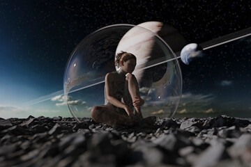 Contemplation: woman in space