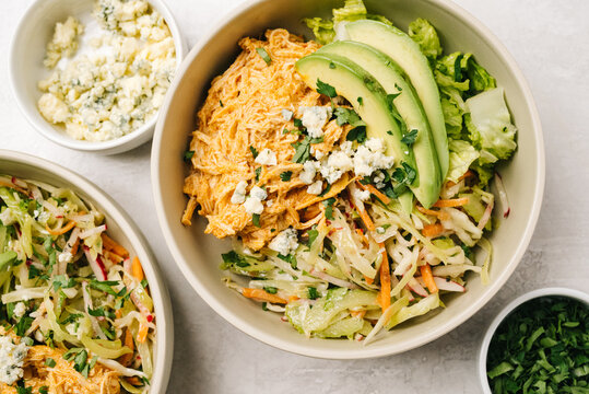 Shredded Buffalo Chicken Salad Bowls