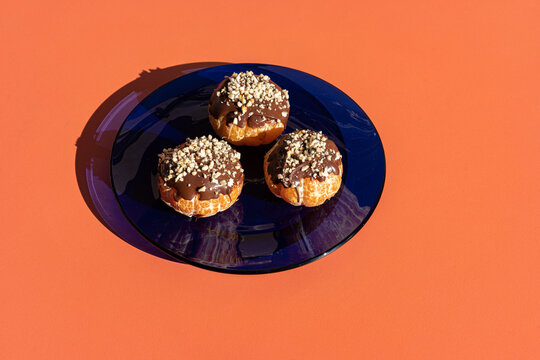 Healthy tangerine dessert  on glass plate